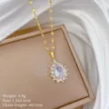 Elegante collana con ciondolo in zircone cubico a goccia placcato oro catena donna - Stile Goccia d'Acqua (XL1200-788)