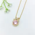 Squisita collana con ciondolo a fiocco in zircone rosa, placcata oro, dettaglio fine - Stile Fiocco Zirconia Rosa Rotonda (XL1200-330) / Oro