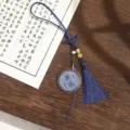 Chinesische traditionelle blaue Quaste Hängeornament Schlüsselanhänger Autozubehör - Glück haben