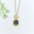 Collana con ciondolo a sacchetto porta fortuna dorato, catenina clavicola zircone microincassato. - Stile Borsa della Fortuna B (XL2606-157)