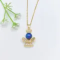 Graziosa collana con ciondolo angelo dorato, pietra dell'umore blu e zirconi scintillanti per donne. - Forma di Angelo (XL2606-364)