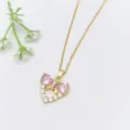 Elegante collana con ciondolo a cuore in zircone rame per donna moda gioielli dono - Stile Cuore Fiocco (XL1200-361)