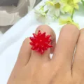 Anello con fiore di perle di cristallo rosso fatto a mano stile moda donna gioielli - Stile Fiore 3D in Cristallo Rosso (XL2172-08)