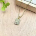 Collana con ciondolo lettera L quadrato dorato con pietre in zircone micro-incastonate chic. - Lettera L (XL2186)
