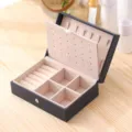 Portagioie portatile a doppio strato con interno in velluto, rotoli per anelli e vari scomparti. - Custodia Multifunzione a Doppio Strato (XL0422-3) / Blu navy