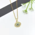 Collana Ciondolo Occhio Malvagio Zircone Oro Donna Catena Clavicola Acciaio Inossidabile - Malocchio / Oro