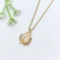 Squisita collana con ciondolo a tulipano in oro con zirconi brillanti e opale. - Stile Tulipano Strass (XL1200-445)