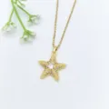 Collana Stella Marina Oro Pendente Zircone Stile Oceano Catena Clavicola Gioielli Donna - Collana Oro Cerchio Stella Marina Strass (XL2606-072)
