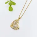 Collana con ciondolo a cuore in zircone dorato da donna, elegante gioiello con catena. - Stile Floreale Cuore Vuoto (XL1200-261)