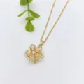 Collana con ciondolo a fiore rotante in acciaio inossidabile elegante gioiello donna - Stile Fiore Pietra Gialla Dorata (XL1992-181)