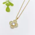 Collana con ciondolo in rame dorato con zirconi brillanti e delicato dettaglio floreale chic. - Stile Geometrico Fiore (XL1200-262)