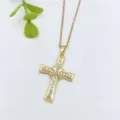 Collana con ciondolo a croce in acciaio inossidabile dorato, gioiello alla moda per donna. - Stile Croce Zirconia Trasparente Classico(XL1200-223) / Oro