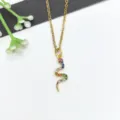 Collana con ciondolo serpente dorato da donna con zirconi cubici colorati gioielli moda - Strass Multicolore Oro (XL2189-143)