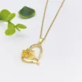 Collana con pendente a cuore e rosa dorata dettaglio, elegante gioiello in acciaio inox. - Stile Cuore Rosa (XL1200-051)