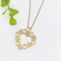 Collana con ciondolo a cuore in acciaio inossidabile dorato da donna, gioiello elegante. - Stile Cuore Nidificato Geometrico (XL1200-209)
