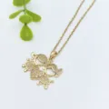 Collana con ciondolo famiglia bambini in acciaio inossidabile dorato con zirconi brillanti. - Stile Tema Famiglia Bambino (XL1200-210)