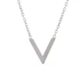 Stainless steel V-shaped pendant clavicle chain minimalist silver necklace detail view - Steel Necklace - XL1338-02