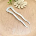 Elegante forcina per capelli in acetato bianco a U dettaglio, accessorio rétro marmorizzato. - Forcina a U (XL1467-3) / Bianco giada