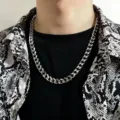 Thick titanium steel Cuban link chain necklace for men and women hip hop streetwear fashion - 2.5 Six-Sided Grinding Chain-Width 9mm-Length 50cm