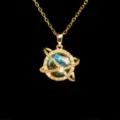 Elegante collana con ciondolo pianeta Saturno dorato e design cielo stellato con zirconi. - Stile Saturno Cielo Stellato (XL1470-136)