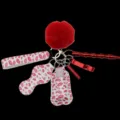 Set portachiavi di sicurezza da donna con cinturino a labbra, portasapone e strumento. - Labbra Rosse Fiamma