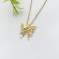 Collana in acciaio inossidabile con ciondolo a farfalla in zircone rosa gioiello moda - Farfalla (XL2118-8)