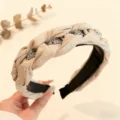 Cerchietto intrecciato in velluto chic con strass, accessorio per capelli largo antiscivolo. - Stile Treccia Strass (XL1857-2)