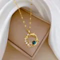 Collana Delfino Stella Luna Dorata Zircone Cielo Stellato Gioiello da Collo Variante - Stile Cielo Stellato Delfino Stella Luna (XL1470-171)