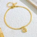 Edler Edelstahl Gold Letter G Fußkettchen Schlangenkette Damen Mode Schmuck Geschenk - Buchstabe G