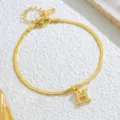 Goldfarbene Edelstahl Schlangenkette Fußkettchen mit Buchstabe H Anhänger für Damen - Buchstabe H