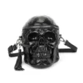 Bolso bandolera de calavera negro estilo punk gotico bolso de hombro con borla y cremallera - Bolso de calavera negra de Halloween