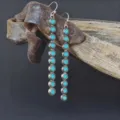 Μακριά σκουλαρίκια τιρκουάζ ασημί vintage boho κρεμαστά σκουλαρίκια έθνικ γυναικεία. - Στυλ Τιρκουάζ Χάντρα(XL2173-39)