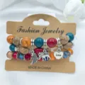 Σετ boho πολυστρωματικό βραχιόλι με χάντρες και όμορφα κρεμαστά για γυναίκες μόδα - Σκούρο Μπλε Ραγισμένο
