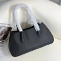 Black genuine leather tote bag women fashion shoulder baguette bag daily casual handbag - Blank Style / 38x10x18cm / Lychee Black