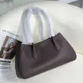 Stylish Brown Genuine Leather Tote Bag Fashion Casual Shoulder Baguette Bag for Women - Blank Style / 38x10x18cm / Pebbled Coffee