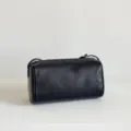 Minimalist black leather cylinder crossbody bag, stylish and versatile retro barrel pillow purse. - Blank Style / 19x7.5x10cm / Black