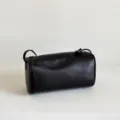 Sac cylindre en cuir veritable noir minimaliste sac bandouliere coussin style chic femme - Café Foncé