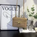 Suede woven crossbody bag for women, stylish vintage shoulder lunch box bag with top handle. - Brownish Grey
