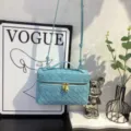 Blue suede woven crossbody bag, stylish women hand-woven shoulder vanity bag daily use. - Blue
