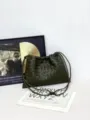 Dark green woven leather pouch bag, casual cloud crossbody bag with drawstring design for women. - 32*21*1cm / Army Green