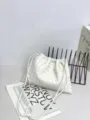 White woven leather crossbody shoulder drawstring cloud bag casual large capacity purse - 32*21*1cm / White