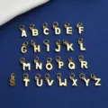 Complete set of 26 gold plated S925 sterling silver alphabet charms for jewelry making - Letter A / Gold Plated