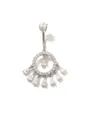 Elegant silver dangling belly button ring featuring shiny clear teardrop CZ charms - Circle Tassel Style / Steel Color (Round Style)