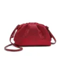 Red rhinestone clutch bag for women, sparkly evening shoulder bag with gathered design. - Burgundy