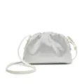 Sparkling rhinestone pleated cloud bag with elegant white strap for women evening party. - White