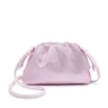 Pink rhinestone cloud evening bag, elegant pleated design with shoulder strap for women. - Pink
