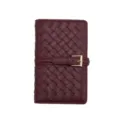 Portafoglio porta passaporto in pelle intrecciata con fibbia eleganti fessure bordeaux - Borgogna