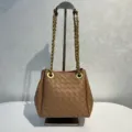 Sac seau en cuir tressé marron avec bandoulière chaîne épaisse sac à main mode tendance - Couleur caramel