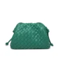 Green woven leather cloud clutch bag, large capacity stylish dumpling handbag for women. - Racing Green