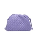 Purple woven leather pouch clutch bag stylish trendy large capacity shoulder handbag for women - Purple